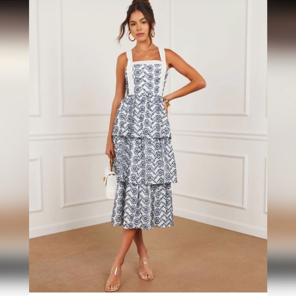 Vici embroidered tiered dress